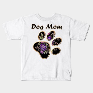 Dog Mom With Paw Kids T-Shirt